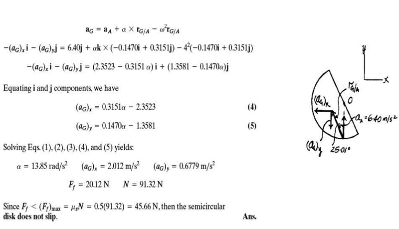 The 10-kg semicircular disk (kG = 0.23 m) has w = 4 rad/s when ϴ = 60°. Find the normal-example-2