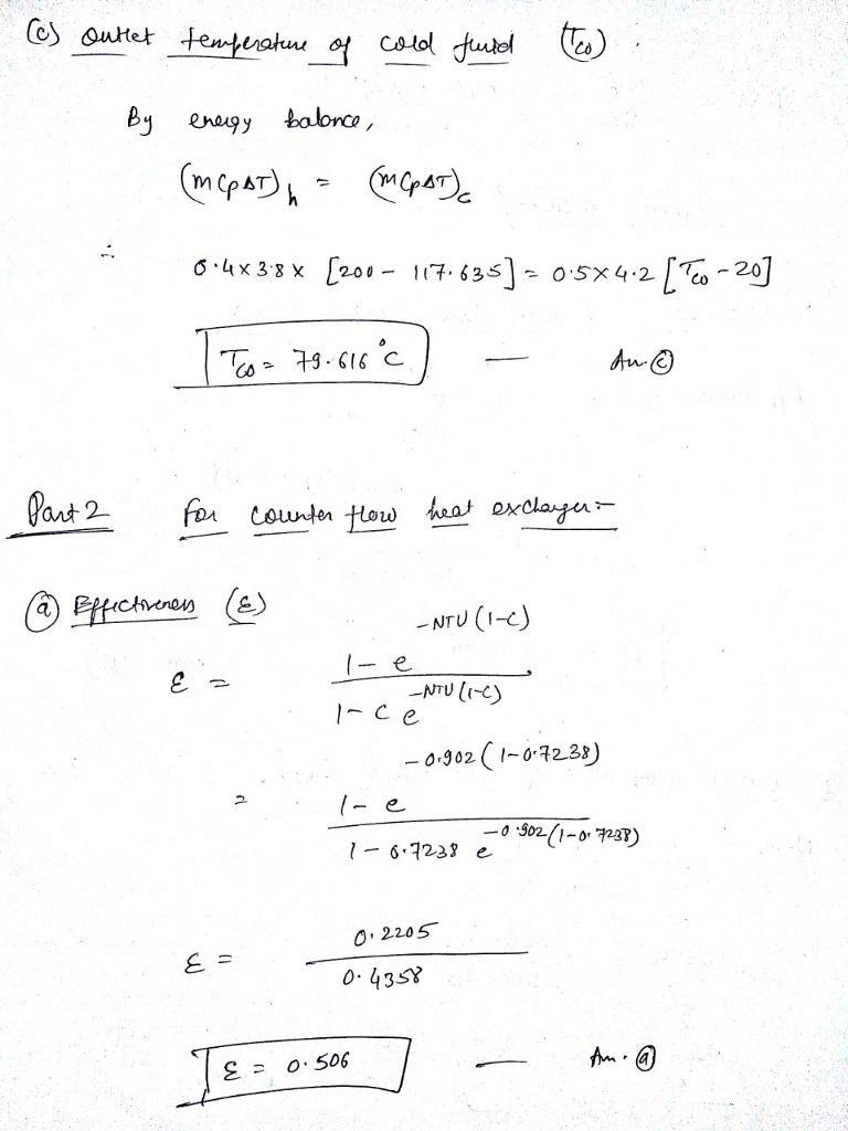 A double-pipe heat exchanger is used to cool a hot fluid (cp = 3800 J/kg·K) entering-example-4