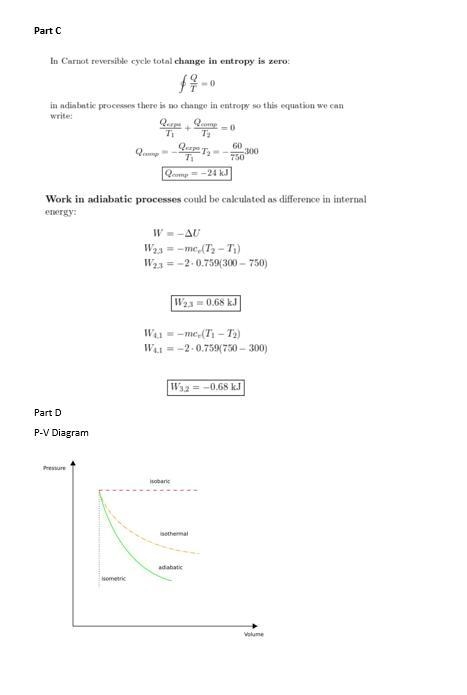 Two kilograms of air within a piston-cylinder assembly execute a Carnot power cycle-example-1