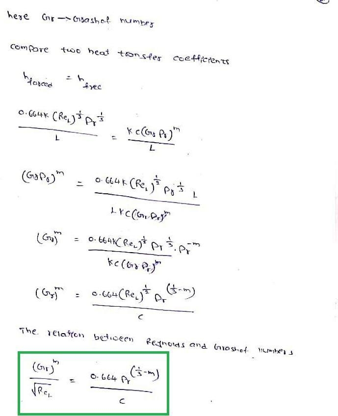 Compare the heat transfer coefficients for laminar forced and free convection over-example-2