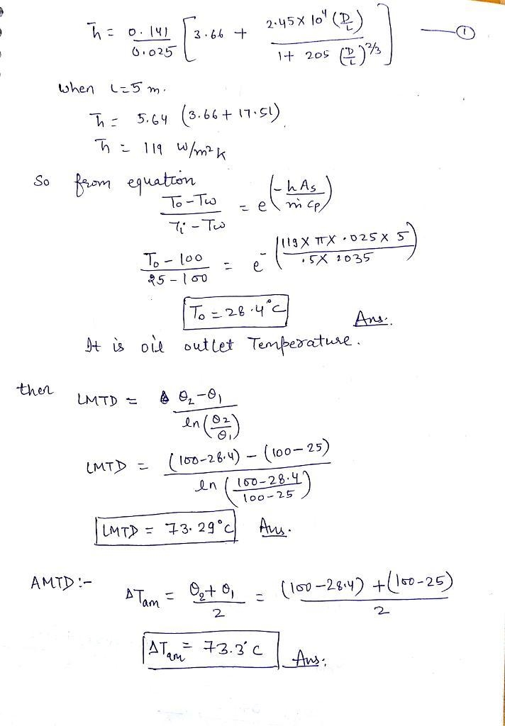 Engine oil flows through a 25‐mm‐diameter tube at a rate of 0.5 kg/s. The oil enters-example-2