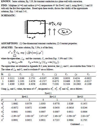 Consider the series solution, Equation 5.42, for the plane wall with convection. Calculate-example-1