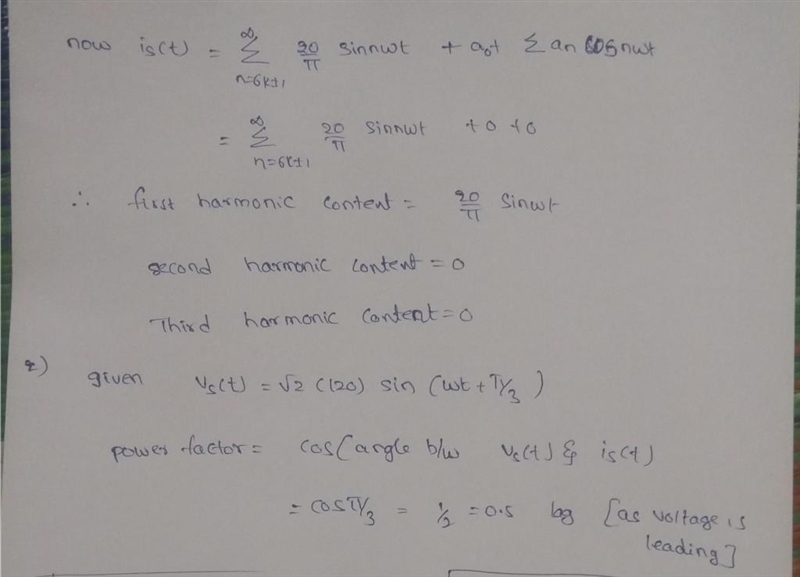 (1) Calculate fundamental, Second, third and fifth order harmonics of is (t). istl-example-4