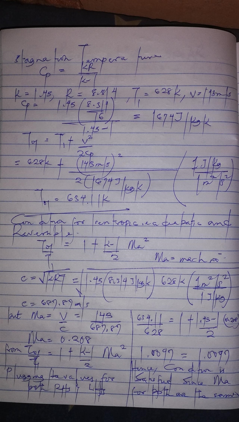 A turbine produces shaft power from a gas that enters the turbine with a (static) temperature-example-1