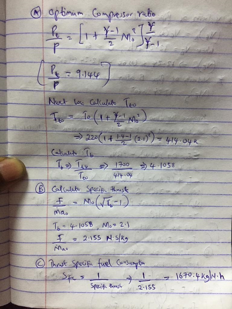 determine the optimum compressor pressure ratio specific thrust fuel comsumption 2.1 220k-example-2