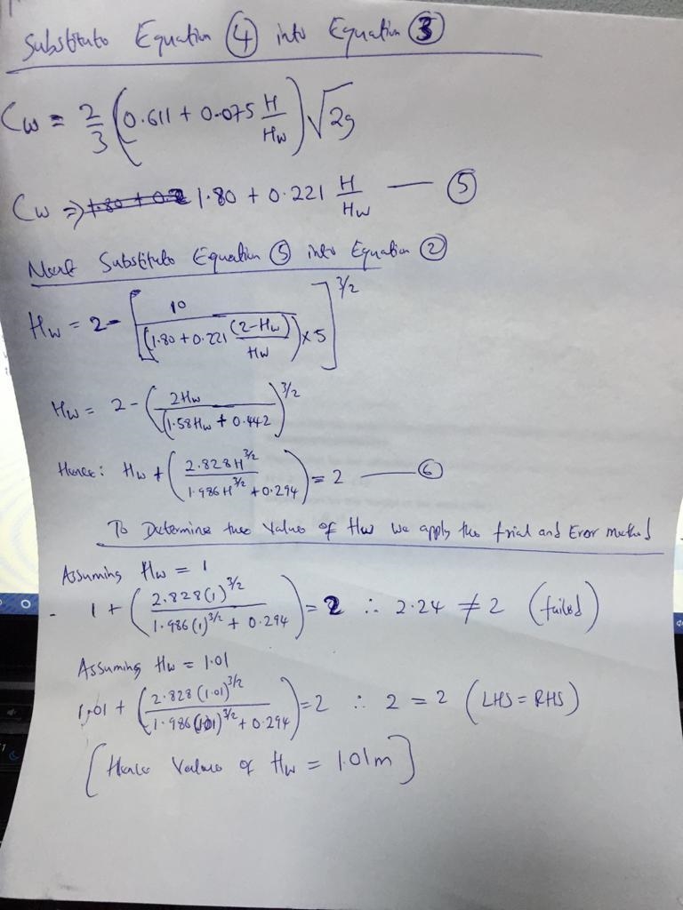 Water flows at 10 m3/s in a 5-m-wide channel. What is the height of a suppressed rectangular-example-1