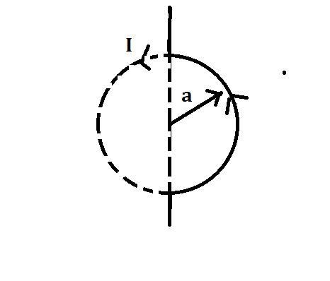 A semicircular loop of radius a in free space carries a current I. Determine the magnetic-example-1