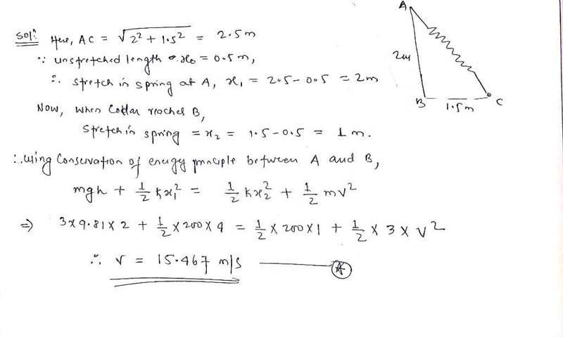 The spring has a stiffness k = 200 N>m and an unstretched length of 0.5 m. If it-example-1