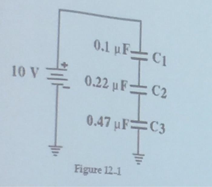 Calculate the equivalent capacitance of the three series capacitors in Figure 12-1-example-1