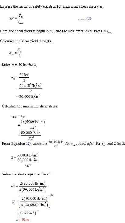 5. A straight round shaft is subjected to a torque of 5000 lb - in. Determine the-example-2