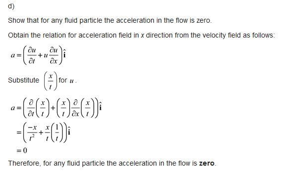 A fluid flows along the x axis with a velocity given by V = (xt) i ˆ, where x is in-example-5