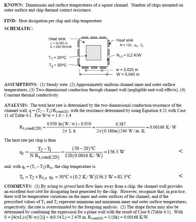 An aluminum heat sink (k = 240 W/m-K) used to cool an array of electronic chips consists-example-1