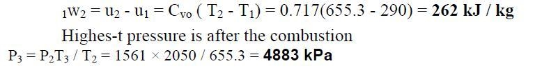 A gasoline engine takes in air at 290 K, 90 kPa and then compresses it. The combustion-example-2