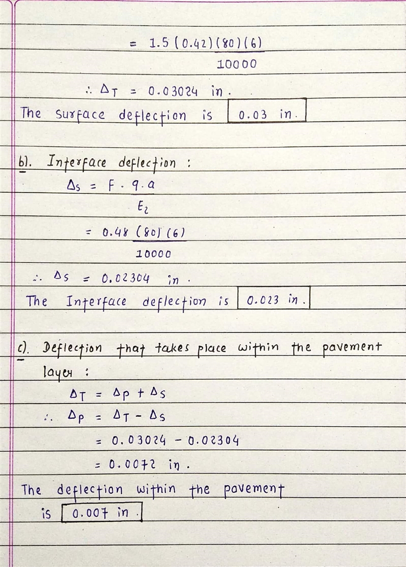 Calculate the surface deflection under the center of a tire (a = 6 in. q = 80 psi-example-2