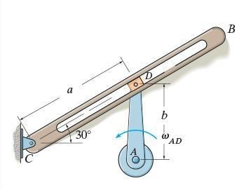 Block D of the mechanism is confined to move within the slot of member CB. Link AD-example-1