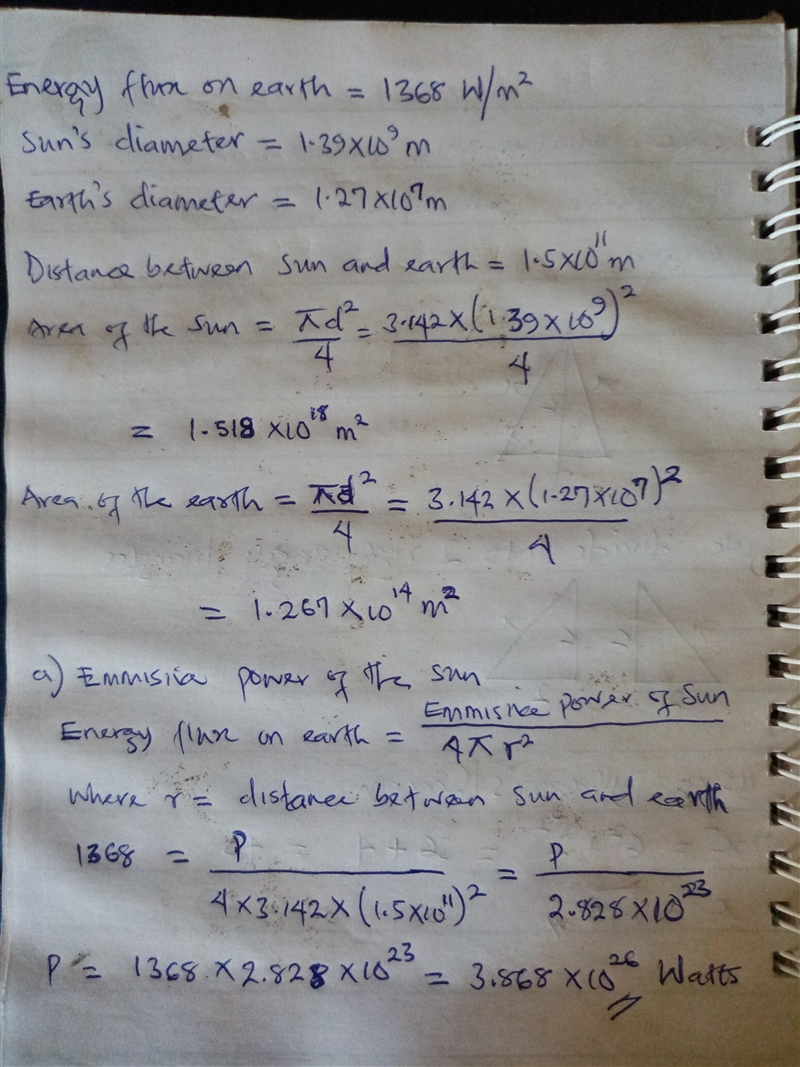 The energy flux associated with solar radiation incident on the outer surface of the-example-1