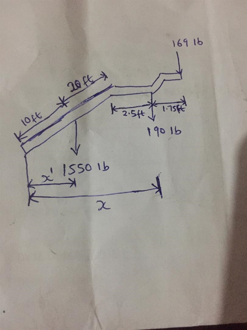 If the 1550-lb boom AB, the 190-lb cage BCD, and the 169-lb man have centers of gravity-example-2