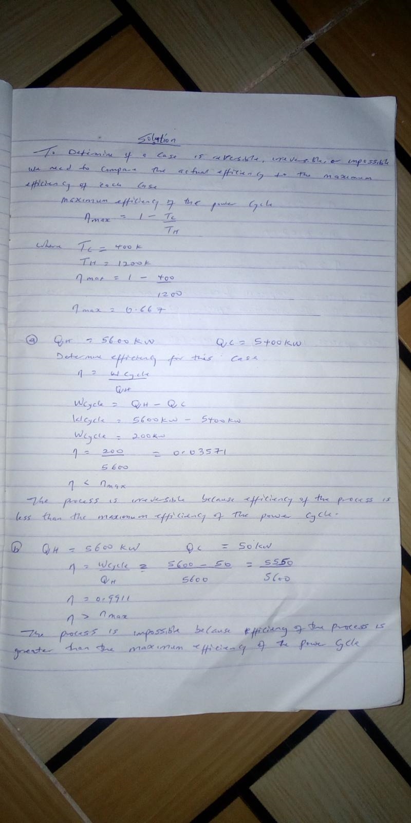 The steady-state data listed below are claimed for a power cycle operating between-example-1