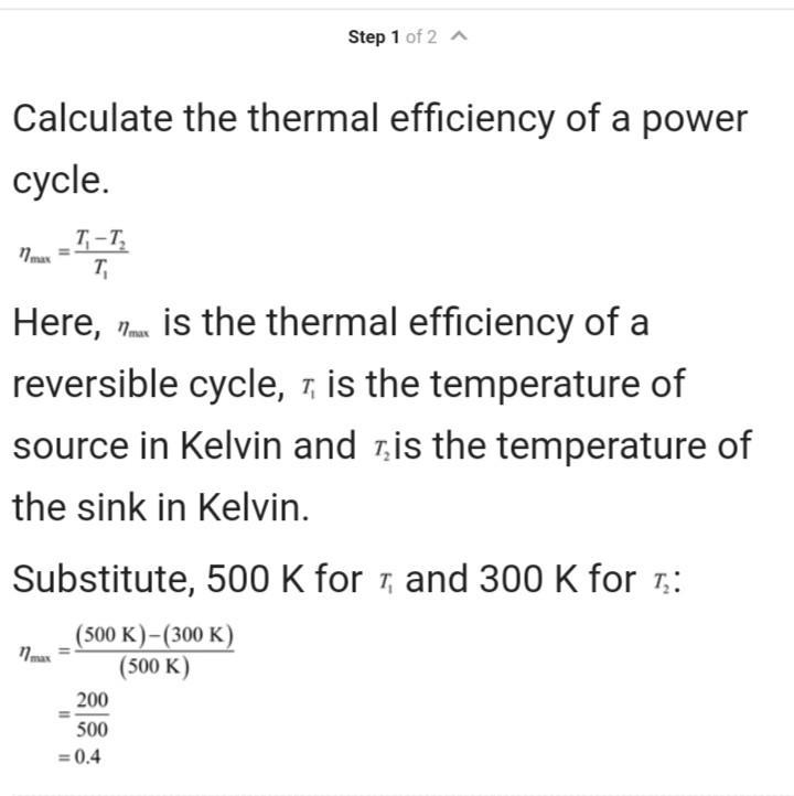 5.16 A power cycle operating between hot and cold reservoirs at 500 K and 300 K, respectively-example-1