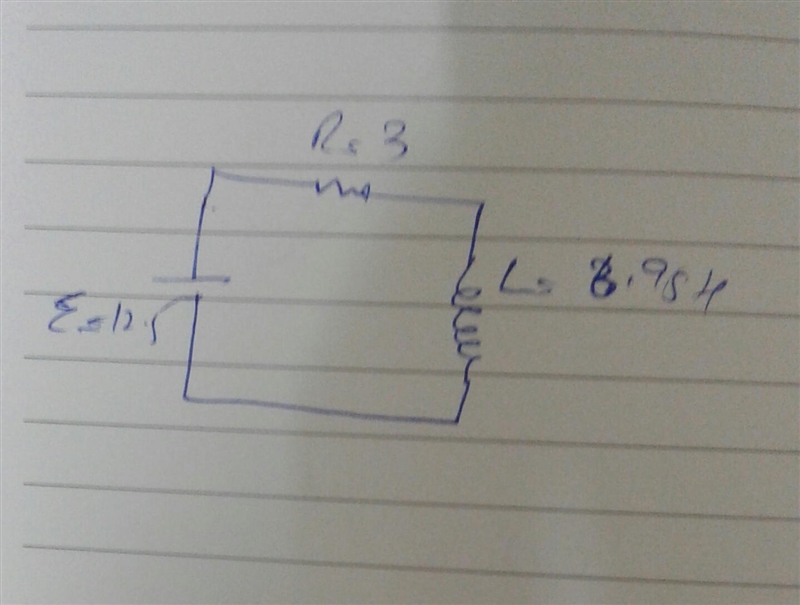 An inductor of ????=6.95 H with negligible resistance is placed in series with a ℰ=12.5 V-example-1