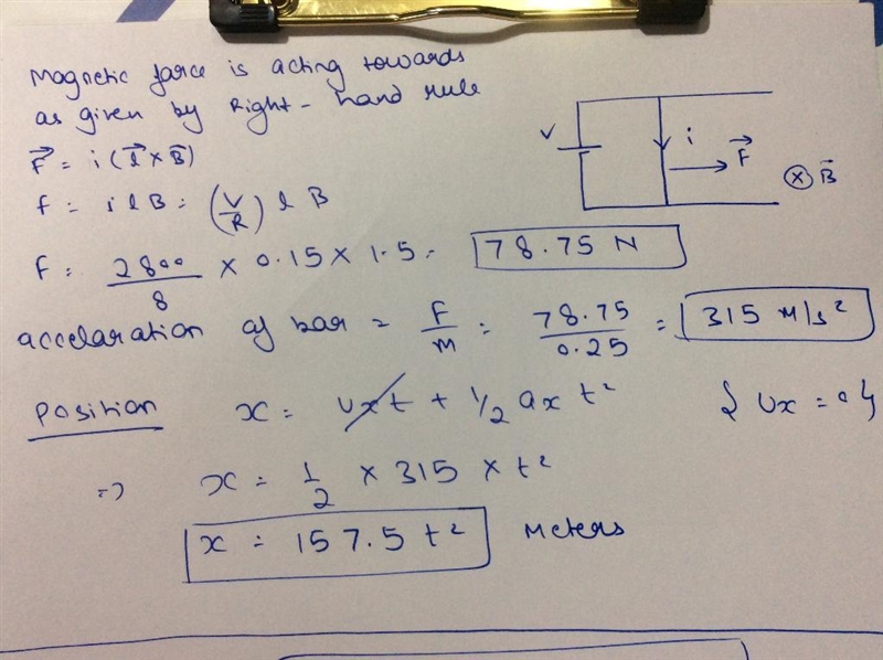 A circuit consists of a rigid U-shaped conductor of negligible resistance and a bar-example-1