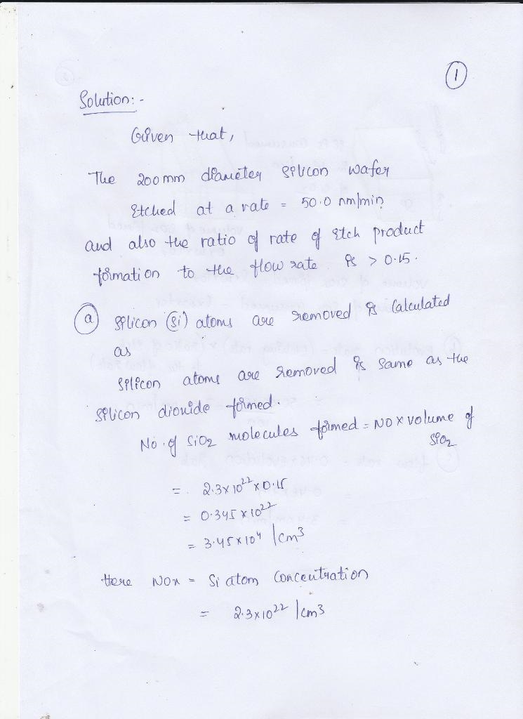 The ratio of the rate of etch-product formation to the flow rate of etch gas should-example-2