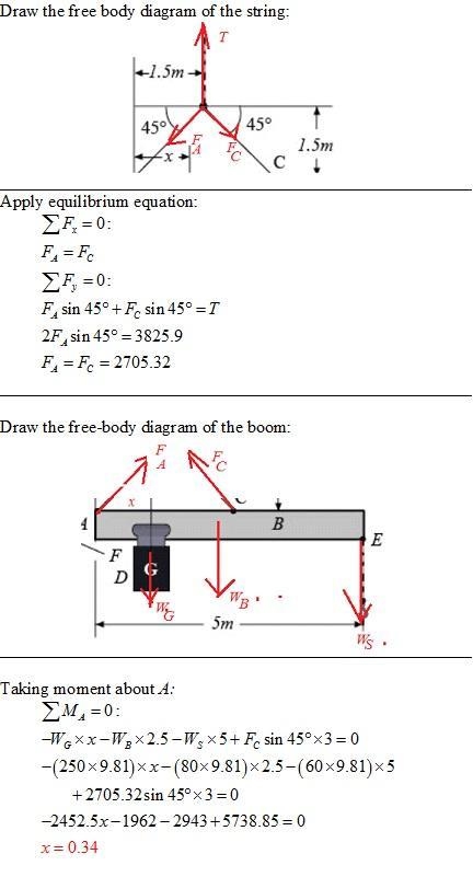 The flying boom B is used with a crane to position construction materials in coves-example-1