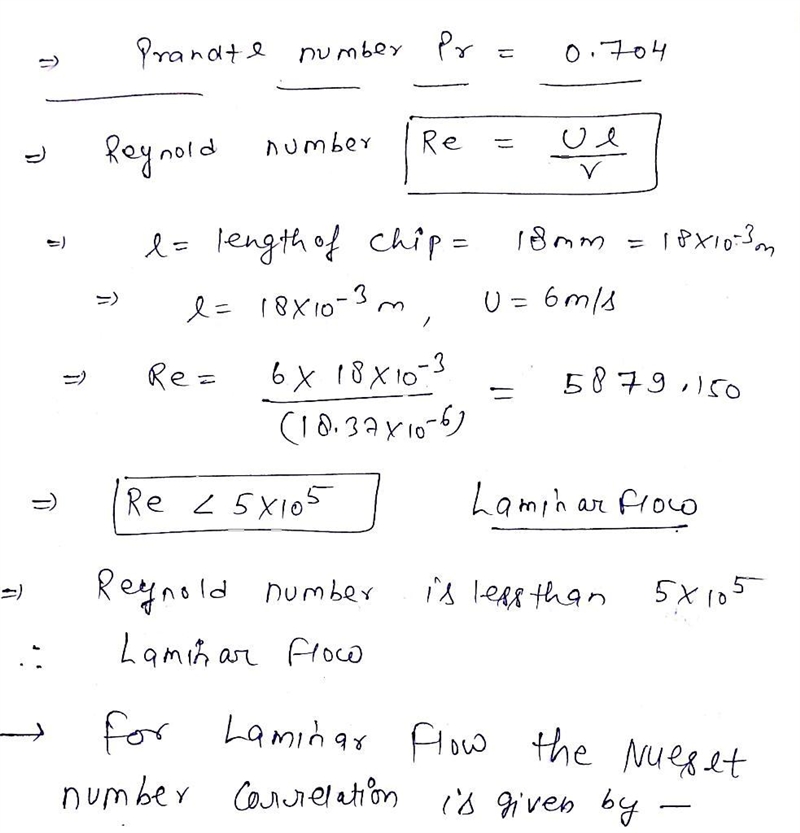 Consider a 18-mm by 18-mm chip that is cooled on its top surface by a 6 m/s flow of-example-2