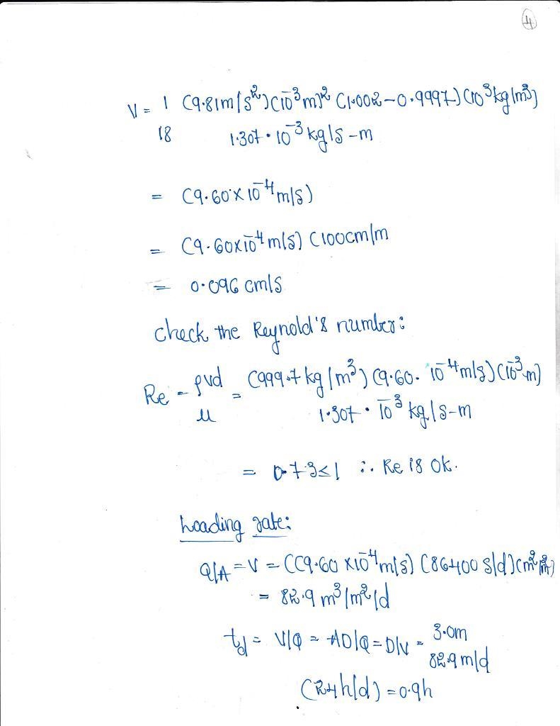 Assume that the water temperature is 10°C and the depth of the settling tank is 3.0 m-example-2