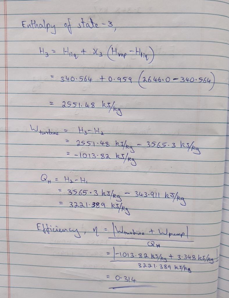 Steam enters the turbine of a power plant operating on the Rankine cycle at 3300 kPa-example-3