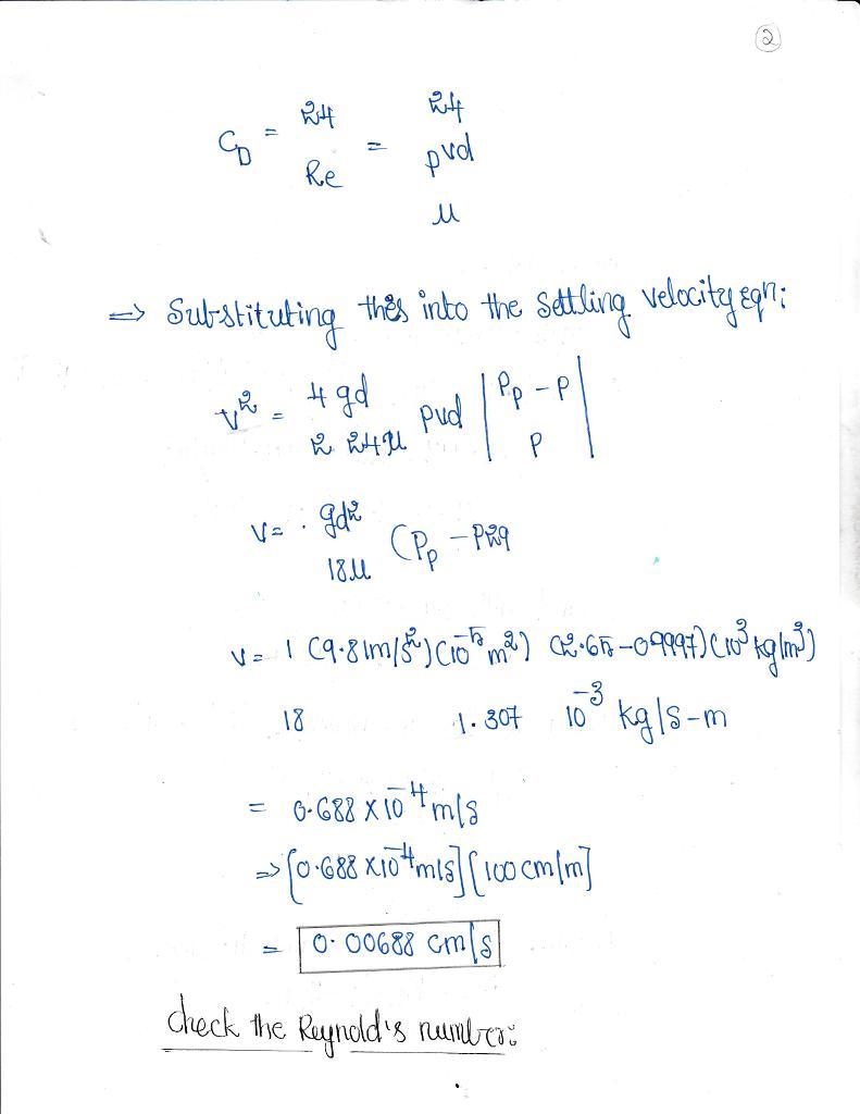 Assume that the water temperature is 10°C and the depth of the settling tank is 3.0 m-example-4