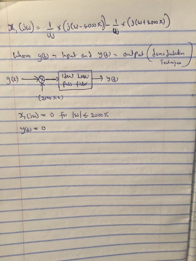 Let be a real-valued signal for which when . Amplitude modulation is preformed to-example-2