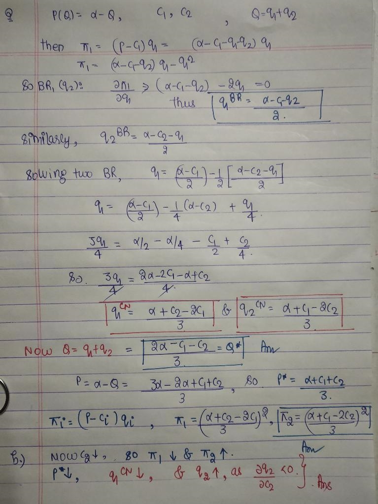 Consider a Cournot game between two firms. The firms face an inverse demand function-example-1