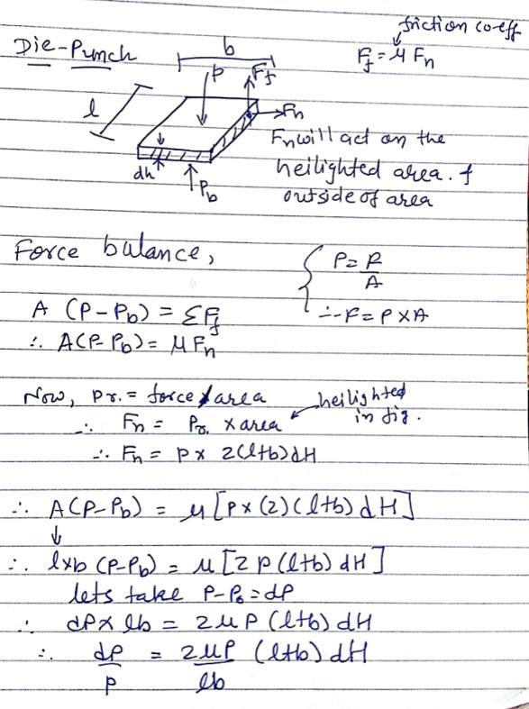 For powder compaction using a single-action punch, derive an expression for the distribution-example-1