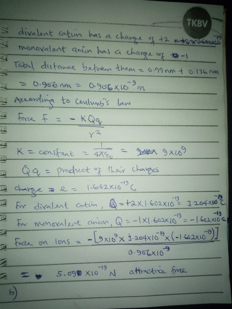 The atomic radii of a divalent cation and a monovalent anion are 0.77 nm and 0.136 nm-example-1