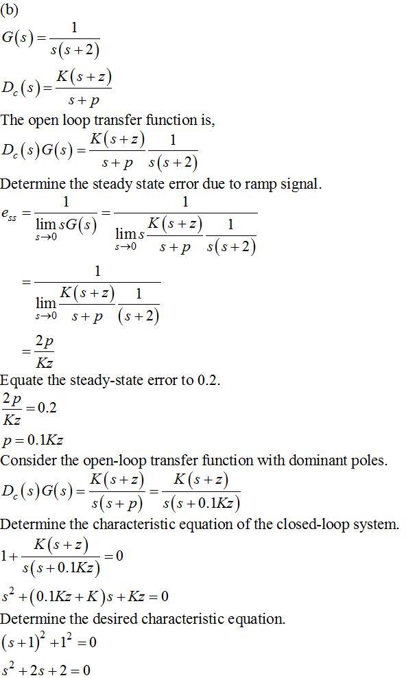 Change the open-loop transfer function into G(s) = 1 s(s+2) , Design a lag compensation-example-1