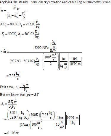 Air expands through an ideal turbine from 1 MPa, 900 K to 0.1 MPa, 500K. The inlet-example-1