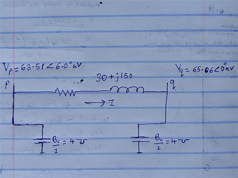 A 60 Hz three-phase 115kV transmission line has a series impedance of 30+j150 ohms-example-1