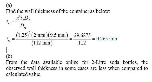 A parison is extruded from a die with outside diameter = 11.5 mm and inside diameter-example-2