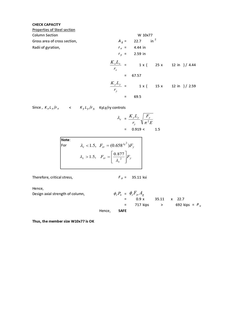 Use LRFD and select a W10 shape for an axially loaded column to meet the following-example-2