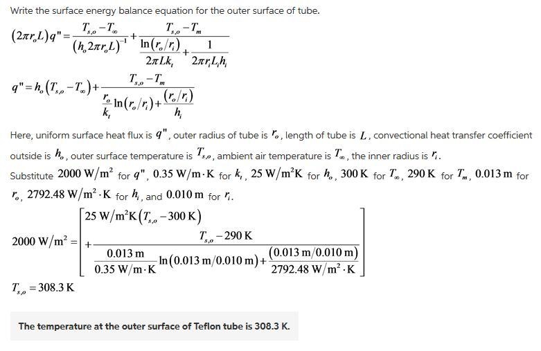 Water at 290K and .2 kg/s flows through a Teflon tube (k=.35W/m * K) of inner and-example-3