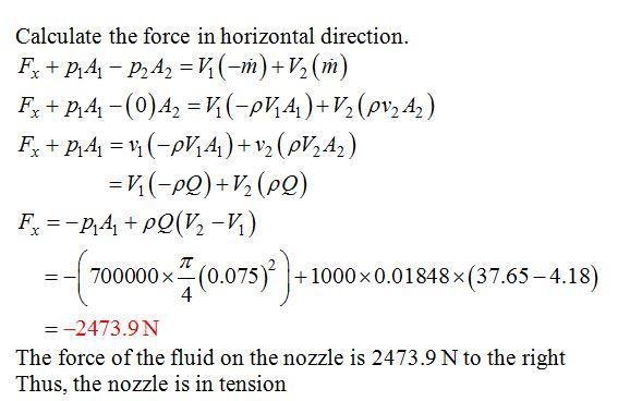 A fire nozzle is coupled to the end of a hose with inside diameter D = 77 mm. The-example-3