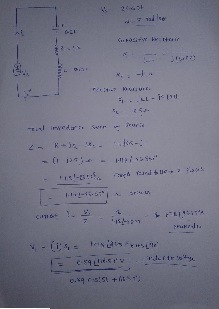 Find the equivalent impedance Zeq seen by the source when Vs = 2 cos (5t) v, C = 0.2 F-example-1