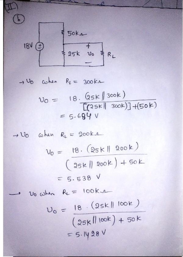 Several different loads are going to be used with the voltage divider from Part A-example-1