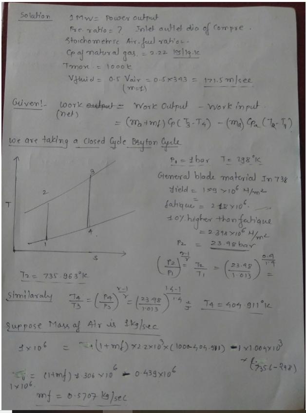 Design a natural gas power engine which can provide 1MW power output. In the design-example-1