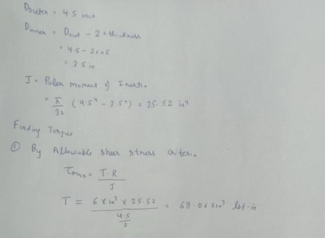 A hollow aluminum alloy [G = 3,800 ksi] shaft having a length of 12 ft, an outside-example-1