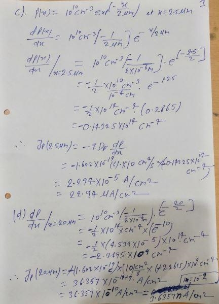 Calculate the diffusion current density for the following carrier distributions. For-example-3