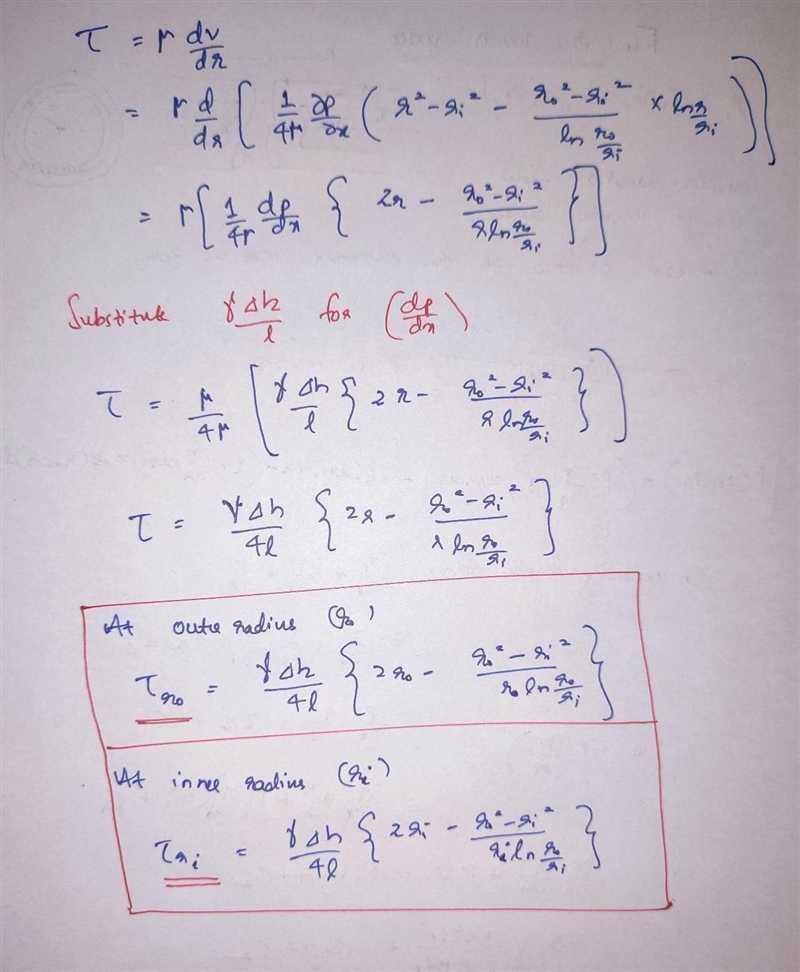 A Newtonian liquid flows in the annular space between to fixed horizontal concentric-example-2