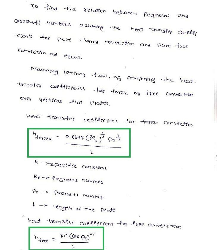 Compare the heat transfer coefficients for laminar forced and free convection over-example-1