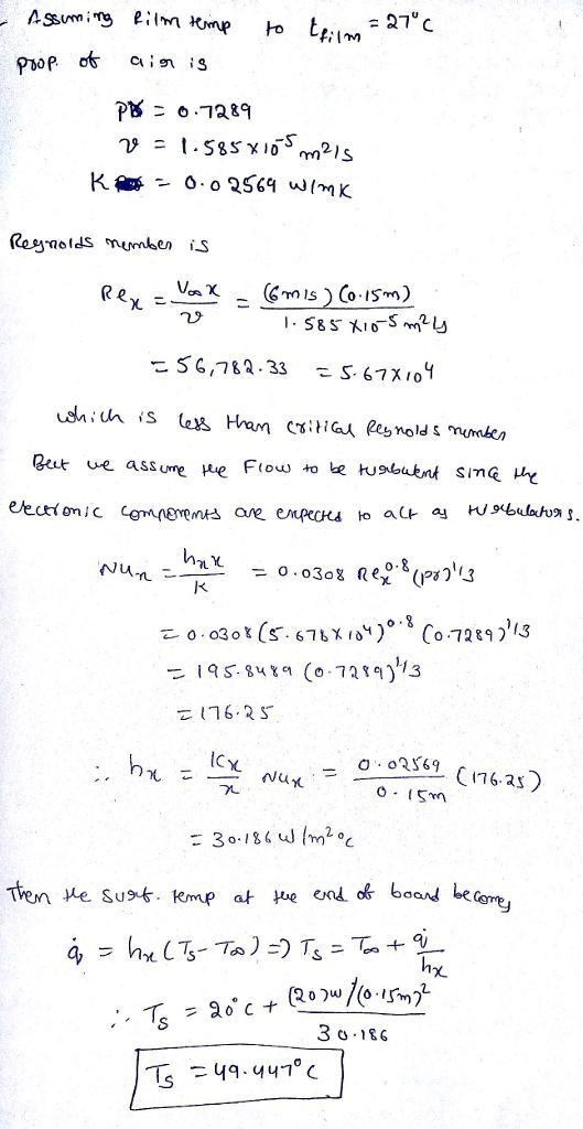 5 cm circuit board dissipating 20 W of power uniformly is cooled by air, which approached-example-1